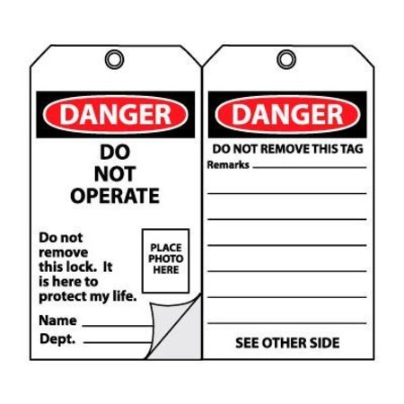 NATIONAL MARKER CO Self-Laminating Lockout Tags - Do Not Operate with Picture OLPT22